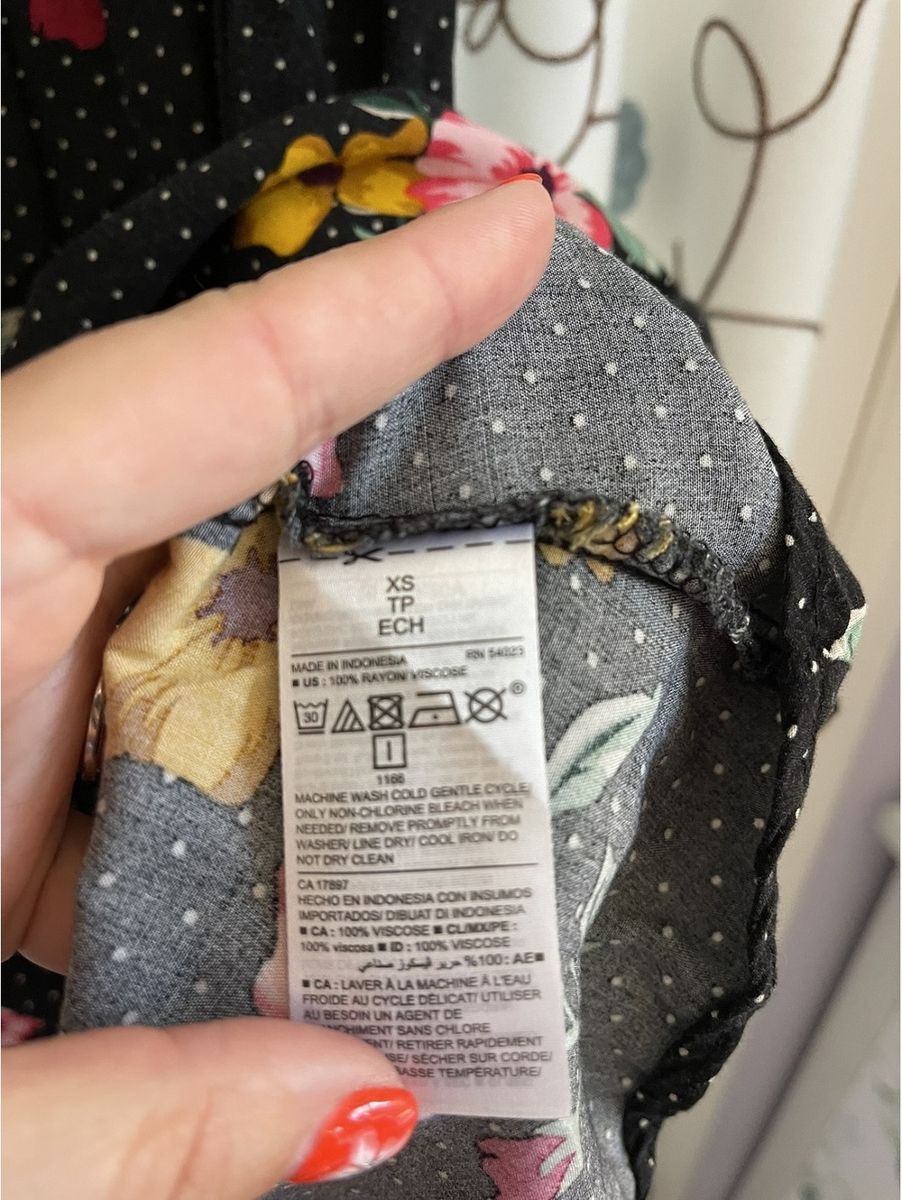 Old Navy | XS | Black Floral Polka Dot Dress - Picture 4 of 6